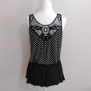 2000s Volume One Black and White Sleeveless Layered Top Y2K Twee | Size L